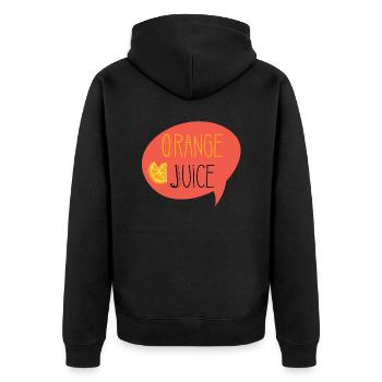 Orangen Saft Geschenk - Unisex Premium Bio Zip Hoodie - Schwarz - Hinten - Nico (187cm)