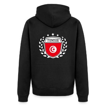 champions_tunisie - Unisex Premium Organic Zip Hoodie - black - Back - Nico (187cm)