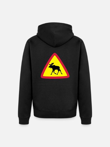 Elk warning 3clr - Unisex Premium Organic Zip Hoodie - black