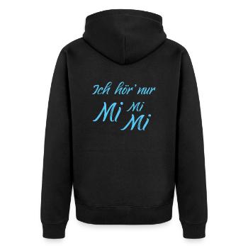 Ich hör nur Mimimi Mi Mi Mi T-Shirt - Unisex Premium Bio Zip Hoodie - Schwarz - Hinten - Nico (187cm)