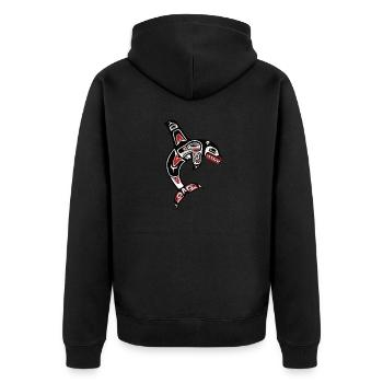Orque Orque Indien Art Haïda - Veste à capuche bio Premium Unisexe - noir - Dos - Nico (187cm)