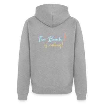 Beachvolleyball - Unisex Premium Bio Zip Hoodie - Grau meliert - Hinten - Nico (187cm)