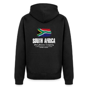 South Africa Flag Logo - Unisex Premium Bio Zip Hoodie - Schwarz - Hinten - Nico (187cm)