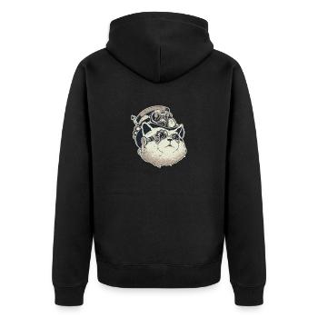 Steampunk Cat - Unisex Premium Organic Zip Hoodie - black - Back - Nico (187cm)