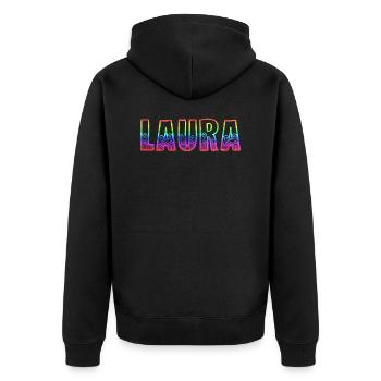 Laura RS Rainbow - Unisex Premium Organic Zip Hoodie - black - Back - Nico (187cm)