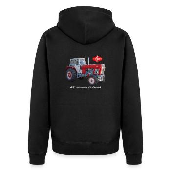 Trecker ZT300 VEB Traktorenwerk Schönebeck - Unisex Premium Bio Zip Hoodie - Schwarz - Hinten - Nico (187cm)