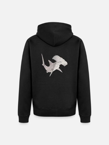 Grand requin-marteau, requin, requin - Veste à capuche bio Premium Unisexe - noir