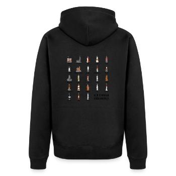 FINNISH LIGHTHOUSE Hemden, Textilien und Geschenkartikel - Unisex Premium Bio Zip Hoodie - Schwarz - Hinten - Nico (187cm)
