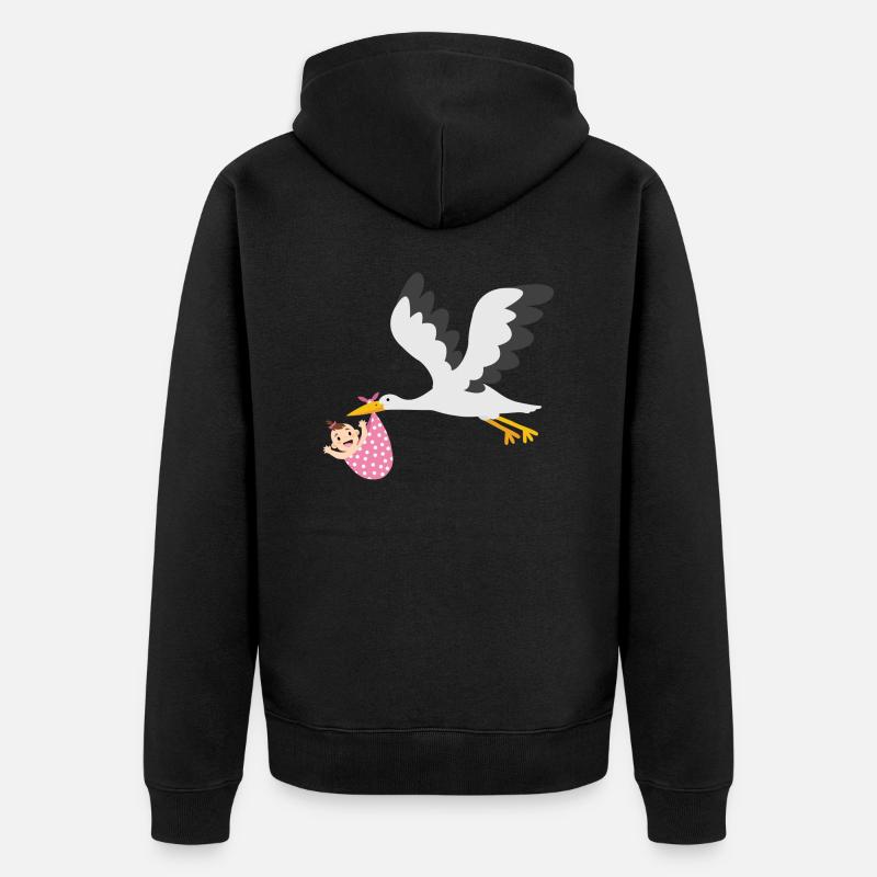 Cigogne avec bébé - Veste à capuche bio Premium Unisexe - noir