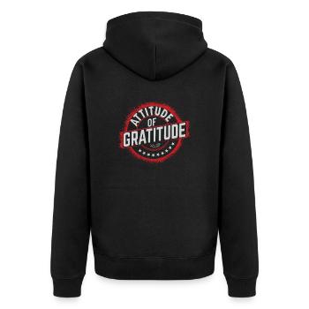 Positive Zen Culture Attitude of Gratitude - Unisex Premium Organic Zip Hoodie - black - Back - Nico (187cm)