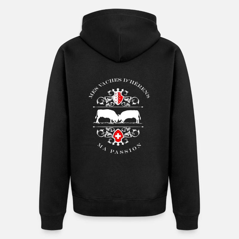 Vache d'hérens, eringer, ma passion - Veste à capuche bio Premium Unisexe - noir