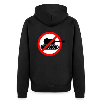 No War - Kein Krieg -Politik - Demo - Panzer - Unisex Premium Bio Zip Hoodie - Schwarz - Hinten - Nico (187cm)