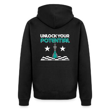 Unlock Your Potential Chess Player Chess Board - Unisex Premium Bio Zip Hoodie - Schwarz - Hinten - Nico (187cm)