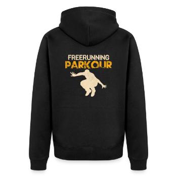 Freerunning Parkour Traceur Course Libre - Veste à capuche bio Premium Unisexe - noir - Dos - Nico (187cm)