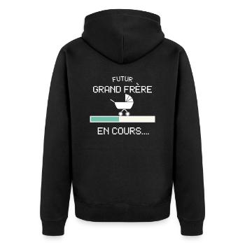 Futur Grand Frère Bientôt Frère Naissance Bèbè - Unisex Premium Organic Zip Hoodie - black - Back - Nico (187cm)