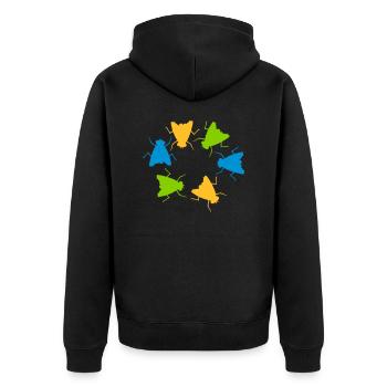 Équipe colorée du groupe de vol de maison - Veste à capuche bio Premium Unisexe - noir - Dos - Nico (187cm)