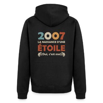 date de naissance 2007 / anniversaire année 2007 - Veste à capuche bio Premium Unisexe - noir - Dos - Nico (187cm)