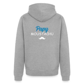 Papy Moustachu Cadeau Grand-Père Moustache - Veste à capuche bio Premium Unisexe - gris chiné - Dos - Nico (187cm)