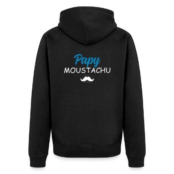 Papy Moustachu Cadeau Grand-Père Moustache - Veste à capuche bio Premium Unisexe - noir - Dos - Nico (187cm)