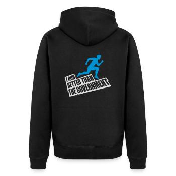 run better than government - Unisex Premium Organic Zip Hoodie - black - Back - Nico (187cm)