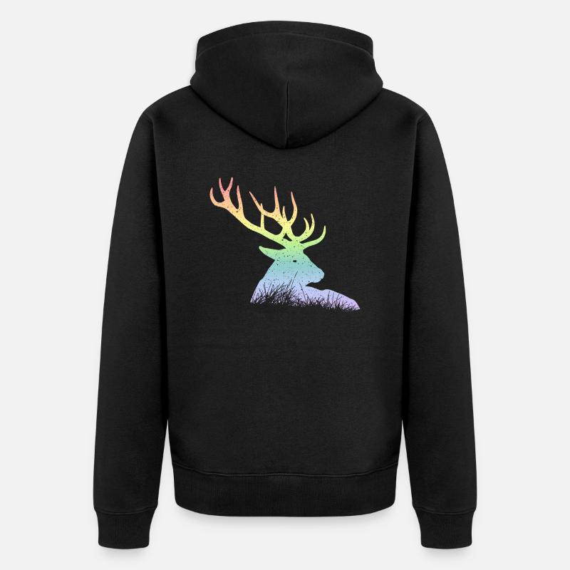 Hirsch - Unisex Premium Bio Zip Hoodie - Schwarz