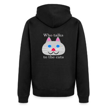 Who talks to the cats - Unisex Premium Organic Zip Hoodie - black - Back - Nico (187cm)