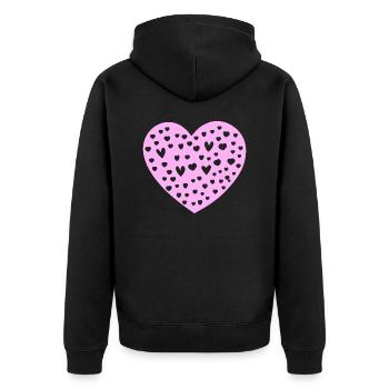 Herz Symbol Liebe süß Herzen rosa Zeichnung 11 - Unisex Premium Bio Zip Hoodie - Schwarz - Hinten - Nico (187cm)