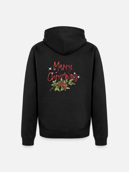 Marry Christmas - Unisex Premium Organic Zip Hoodie - black
