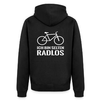 Fahrrad Spruch Rad - Unisex Premium Bio Zip Hoodie - Schwarz - Hinten - Nico (187cm)