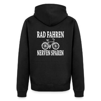 rad fahren nerven sparen spruch - Unisex Premium Bio Zip Hoodie - Schwarz - Hinten - Nico (187cm)