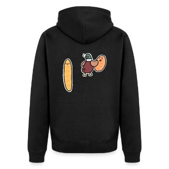 Duck with Bread Meme - Unisex Premium Organic Zip Hoodie - black - Back - Nico (187cm)