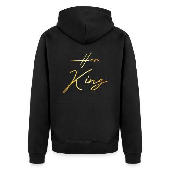Her King His Queen Couple Gold - Unisex Premium Bio Zip Hoodie - Schwarz - Hinten - Nico (187cm)