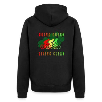I am ecological, I live cleanly - Unisex Premium Organic Zip Hoodie - black - Back - Nico (187cm)