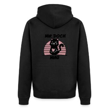 Katze - Mir doch Miau - Unisex Premium Bio Zip Hoodie - Schwarz - Hinten - Nico (187cm)