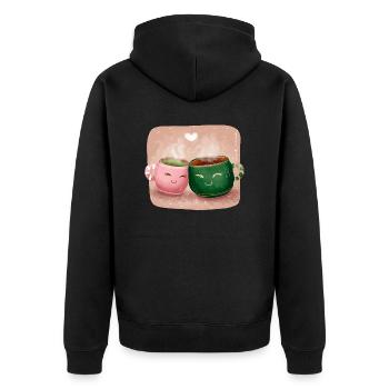Cups of Love - Unisex Premium Organic Zip Hoodie - black - Back - Nico (187cm)