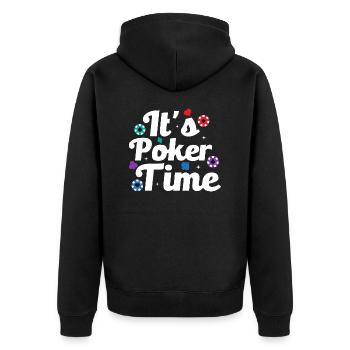 It's Poker Time Gambling Card Player - Unisex Premium Organic Zip Hoodie - black - Back - Nico (187cm)