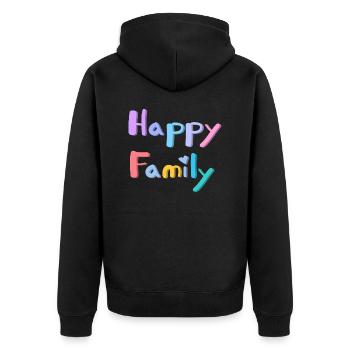 HAPPY FAMILY TEXT - Unisex Premium Organic Zip Hoodie - black - Back - Nico (187cm)
