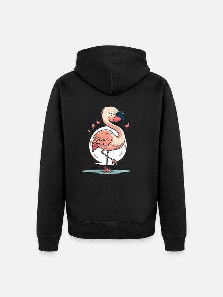 Flamingo-Spaß - Unisex Premium Bio Zip Hoodie - Schwarz