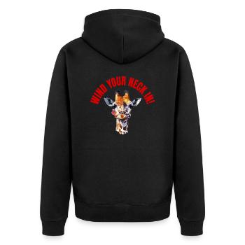 WIND YOUR NECK IN! - Unisex Premium Organic Zip Hoodie - black - Back - Nico (187cm)