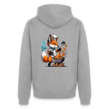 Le Chef Renard - Veste à capuche bio Premium Unisexe - gris chiné - Dos - Nico (187cm)