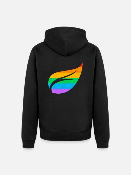 Gay Pride Parade LGBTQ + Rainbow Flag Body Positive - Uniseks Premium bio ziphoodie - zwart