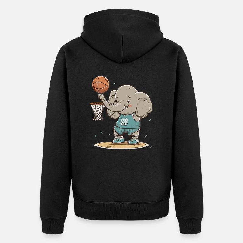 Éléphant de basket-ball - Veste à capuche bio Premium Unisexe - noir