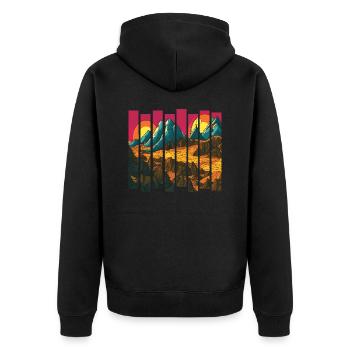 mountain hiking hiking mountains hiking mountain hikers - Unisex Premium Organic Zip Hoodie - black - Back - Nico (187cm)