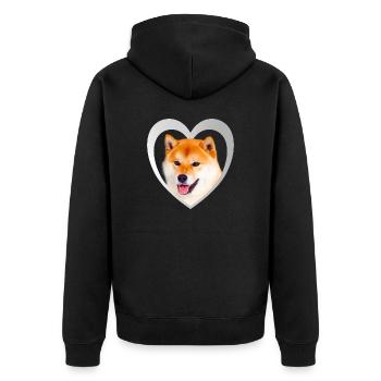 Dog Lovers - Dogs Heart - Shiba Inu - Unisex Premium Organic Zip Hoodie - black - Back - Nico (187cm)