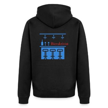 Bieraktivist! Party, Mallorca, Karneval, JGA! - Unisex Premium Bio Zip Hoodie - Schwarz - Hinten - Nico (187cm)