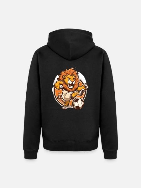 Lion Soccer Star - Unisex Premium Organic Zip Hoodie - black