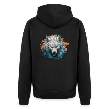 Geist des Nordens - Graffiti-Stil - Unisex Premium Bio Zip Hoodie - Schwarz - Hinten - Nico (187cm)