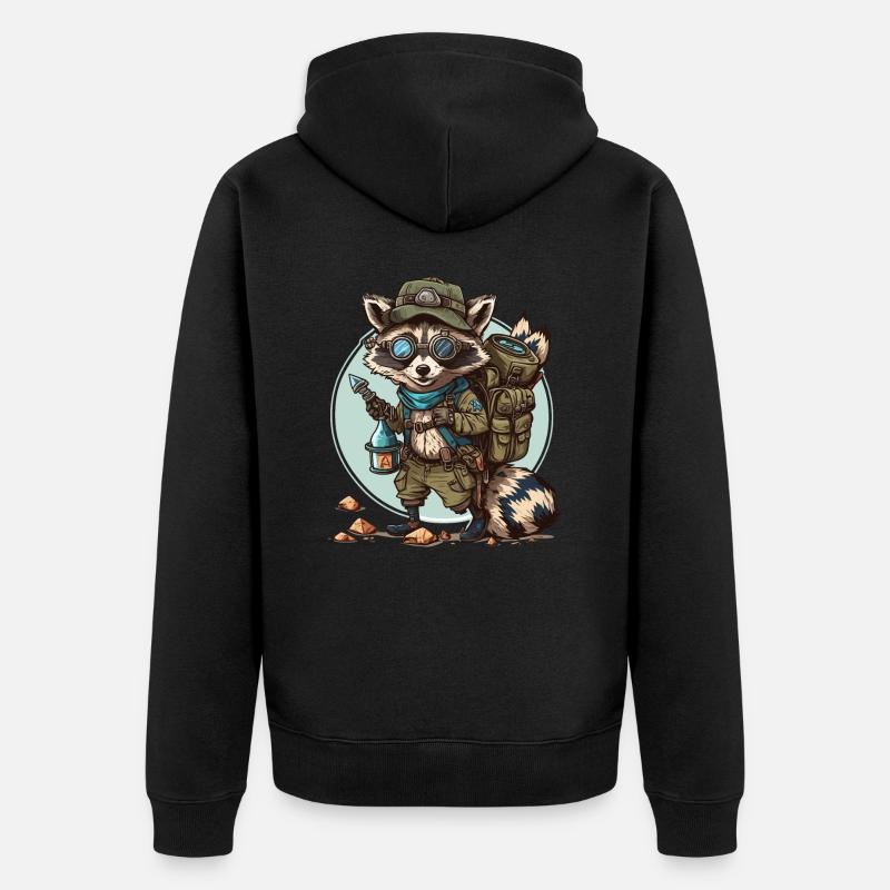 Die Reise der Waschbären - Unisex Premium Bio Zip Hoodie - Schwarz