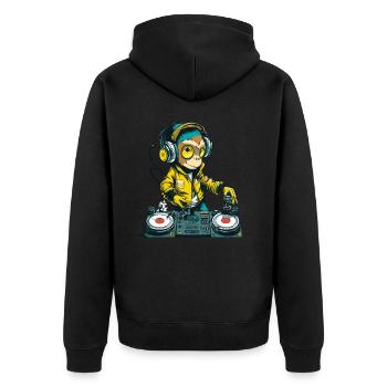 Affen-Beats - Unisex Premium Bio Zip Hoodie - Schwarz - Hinten - Nico (187cm)