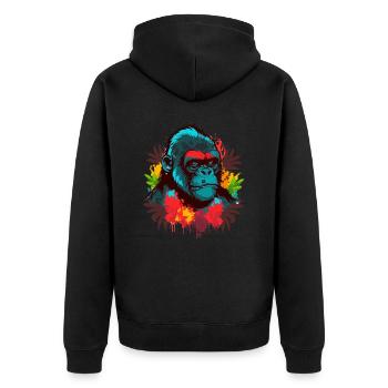 Rainy Day Gripe - Unisex Premium Bio Zip Hoodie - Schwarz - Hinten - Nico (187cm)